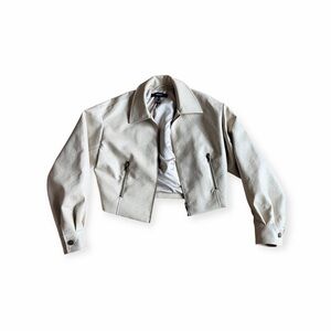 Forever 21 Cream Faux Leather Cropped Jacket Sz. M